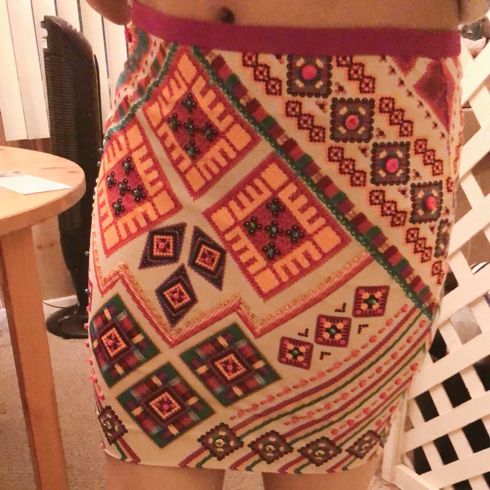 Multicolored Rampage Skirt with Beads